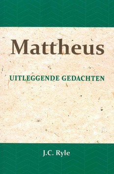 UITLEGGENDE GEDACHTEN MATTHEUS - RYLE, J.C. - 9789057193491