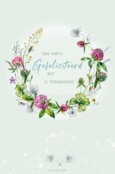 KRANS MET BLOEMEN VAN HARTE GEFELICITEER - VERJAARDAGSBOEKJE - 9789087189785